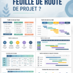 Feuille de route de projet sur un tableau, montrant des étapes et des objectifs