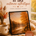 Un iPad affichant un fond d'écran esthétique avec des motifs d'automne.