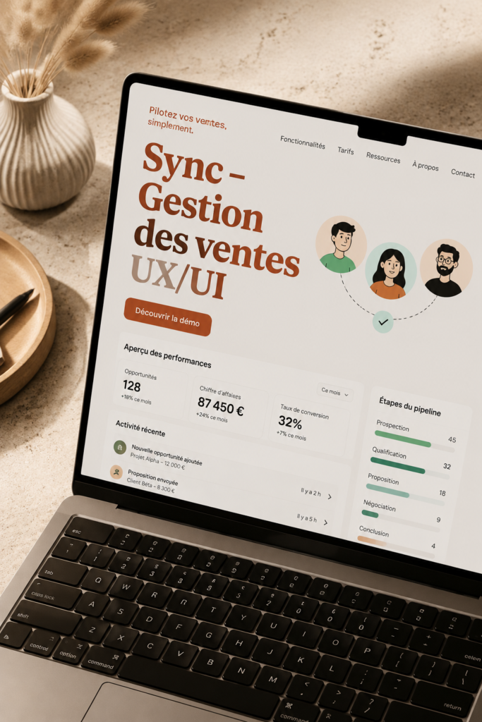 Capture d'écran de l'interface utilisateur de Sync montrant les options de gestion des ventes.