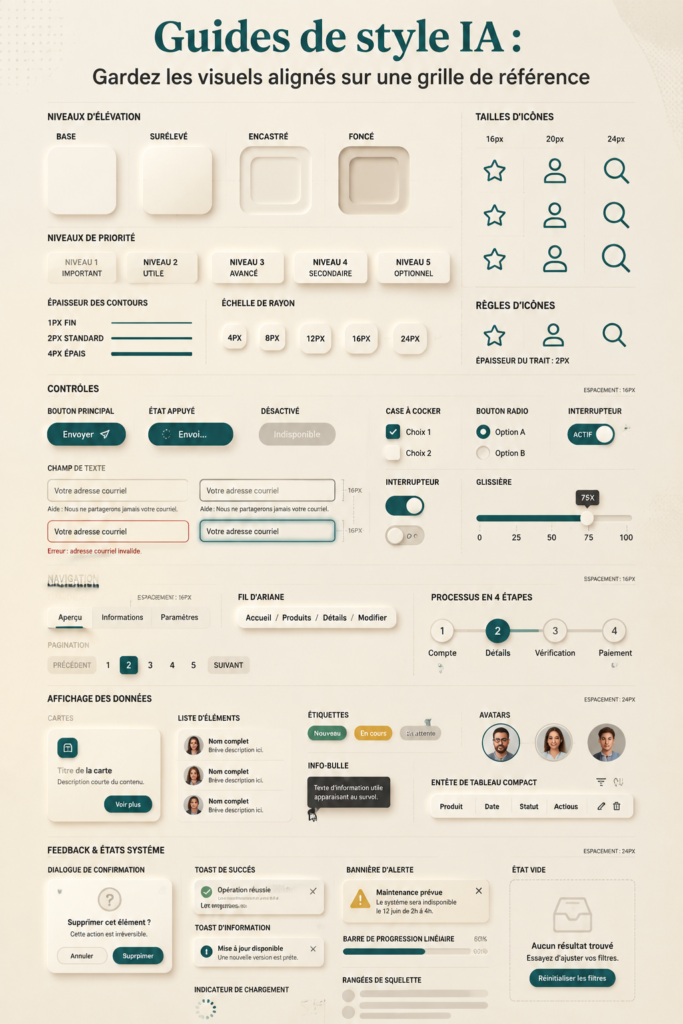 Visuel d'un guide de style utilisant l'intelligence artificielle pour le design.