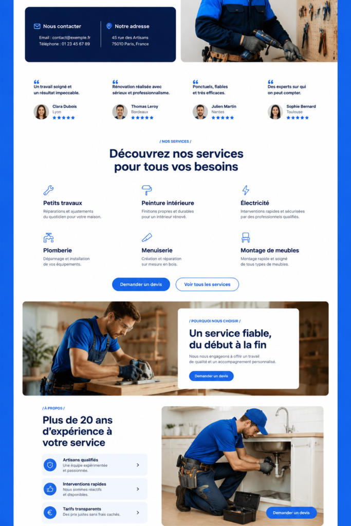 Modèle de site HTML CSS pour services de bricolage, design moderne