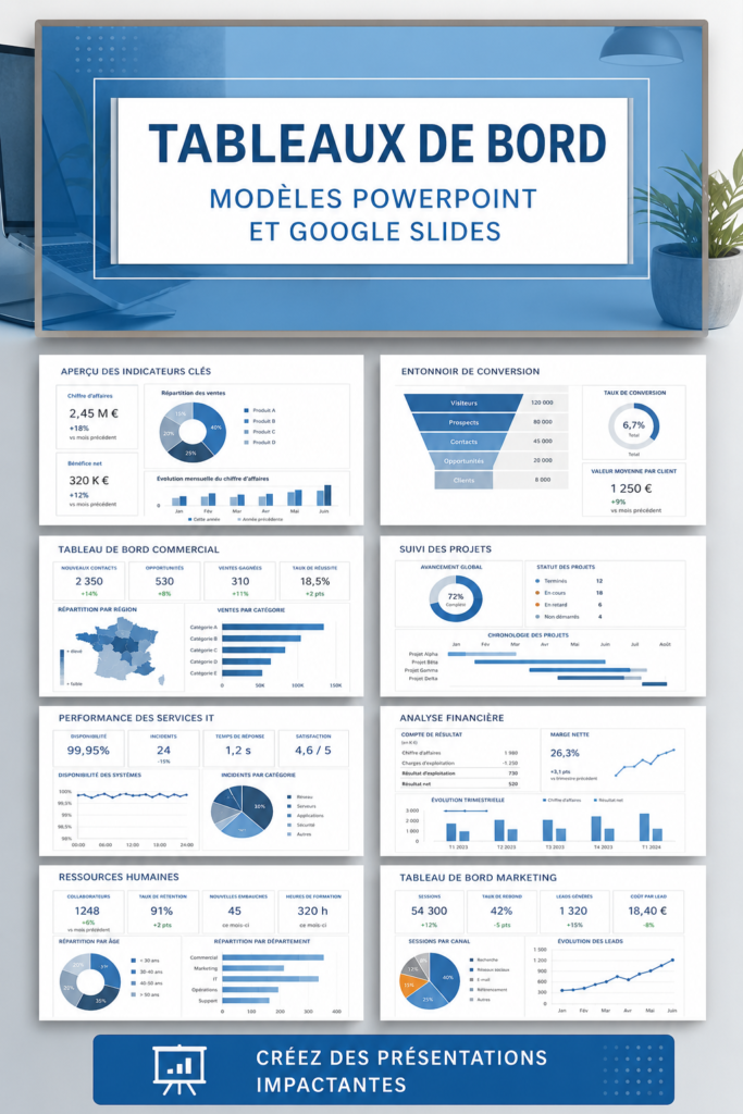 Modèle de dashboard PowerPoint et Google Slides