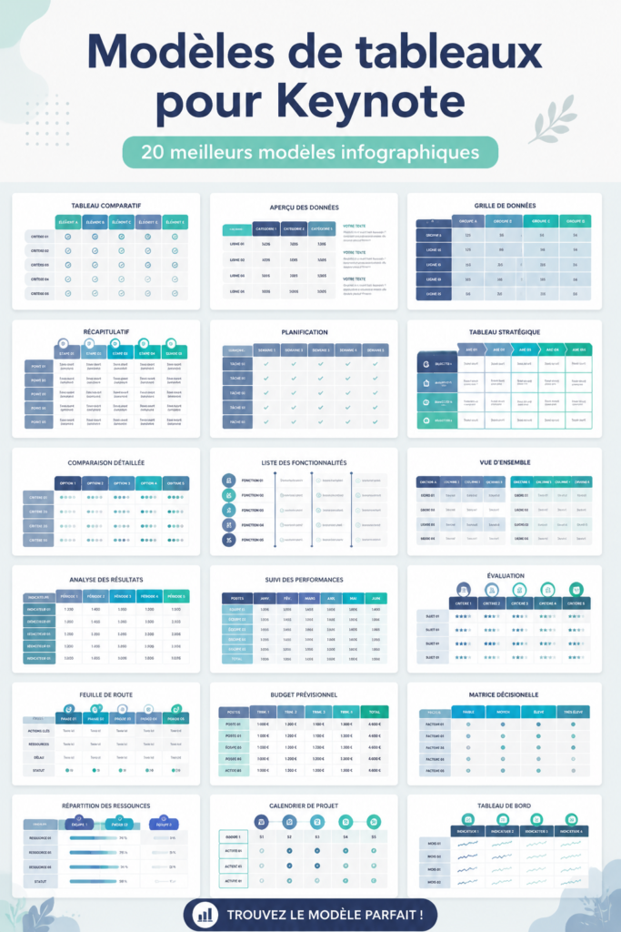 Une sélection de modèles infographiques pour des présentations captivantes.