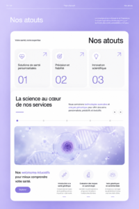 Interface utilisateur de MyDNA, une solution santé alimentée par l'IA.