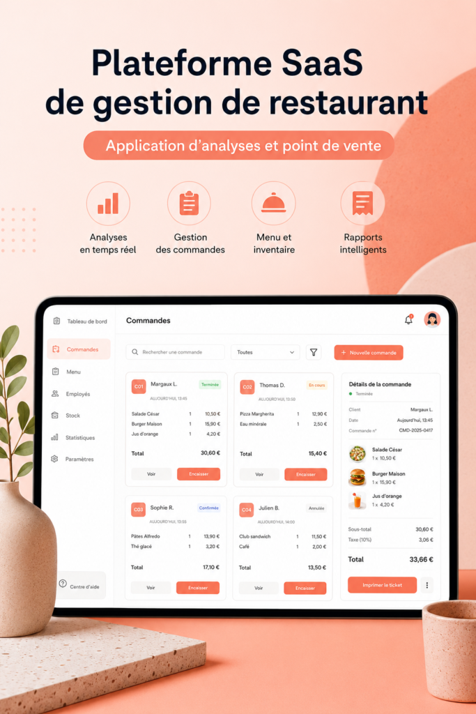 Présentation d'une application de gestion de restaurant sur un smartphone