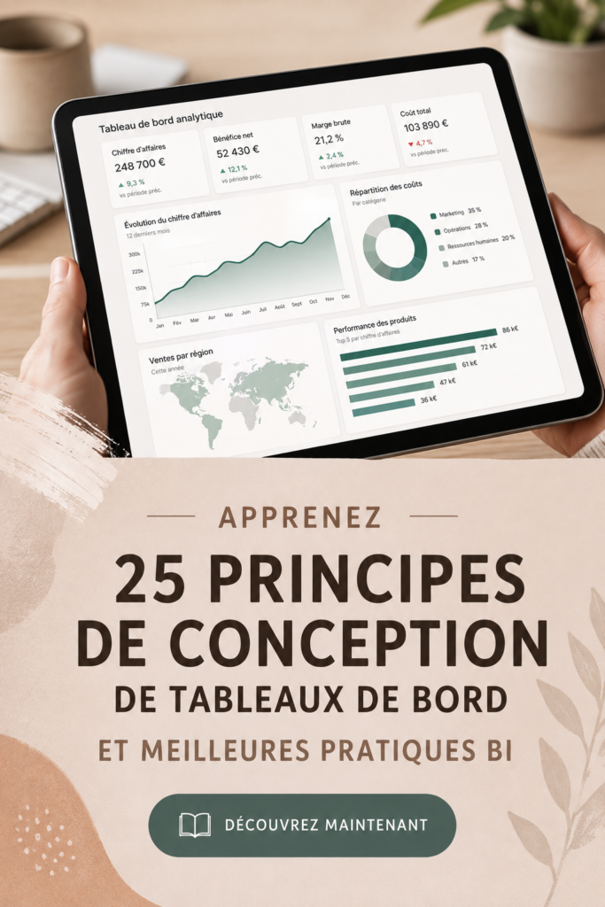 Un tableau de bord coloré et bien organisé illustrant des données clés