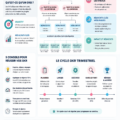 Illustration des OKRs en entreprise, montrant des objectifs et des résultats clés sur un tableau