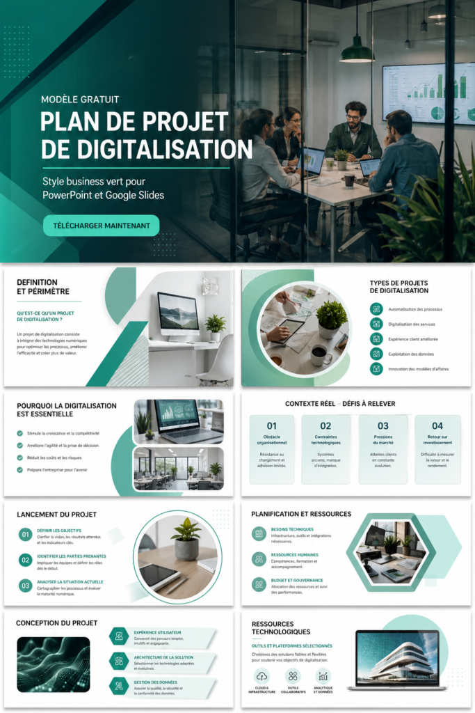 Template gratuit de plan de numérisation écoresponsable pour femmes entrepreneuses
