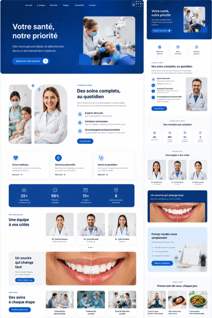 Template Medilix présenté sur un écran d'ordinateur, montrant un site médical moderne.