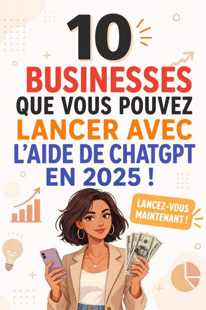 Une femme utilisant ChatGPT pour brainstormer des idées de business en 2025
