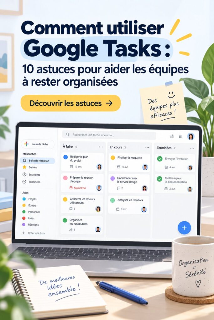 Une femme utilisant Google Tasks sur son ordinateur pour mieux organiser son équipe