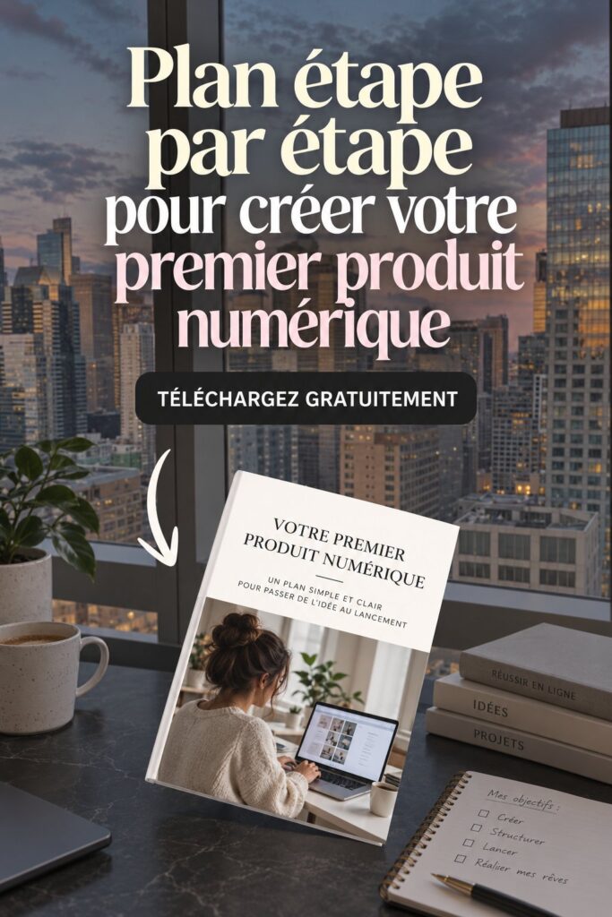 Femme crée son produit digital sur ordinateur, stratégiques marketing