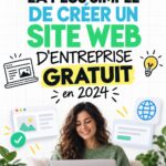 Femme créant un site web sur son ordinateur portable, symbolisant la création d'un site professionnel gratuit en 2024.