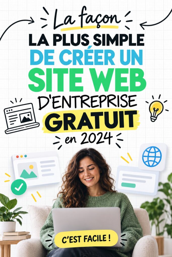 Femme créant un site web sur son ordinateur portable, symbolisant la création d'un site professionnel gratuit en 2024.