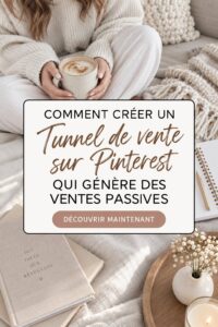 Femme devant un ordinateur créant un tunnel de vente sur Pinterest