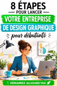 Femme souriante travaillant sur un design graphique sur son ordinateur.