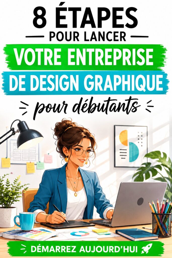 Femme souriante travaillant sur un design graphique sur son ordinateur.