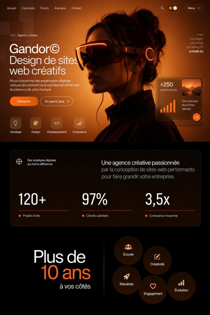 Site web créatif d'une agence marketing avec un design moderne et attractif