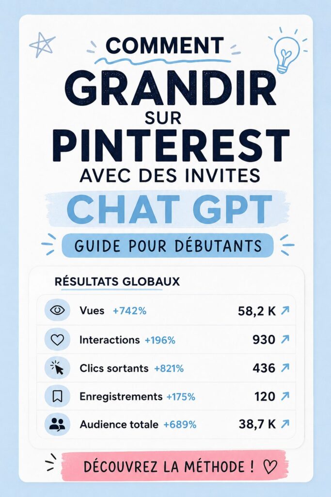 Un ordinateur portable avec des graphiques Pinterest et ChatGPT à l'écran