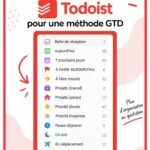 Femme utilisant l'application Todoist sur son smartphone pour organiser ses tâches avec des filtres
