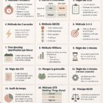 Femme travaillant sur un ordinateur avec un cahier de gestion du temps à la main.