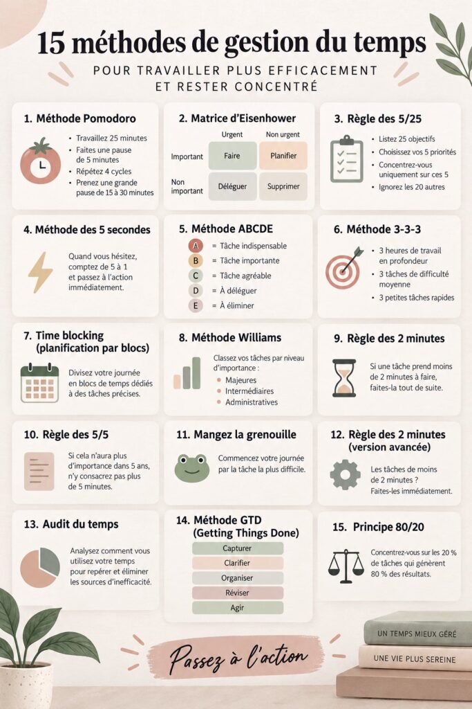 Femme travaillant sur un ordinateur avec un cahier de gestion du temps à la main.