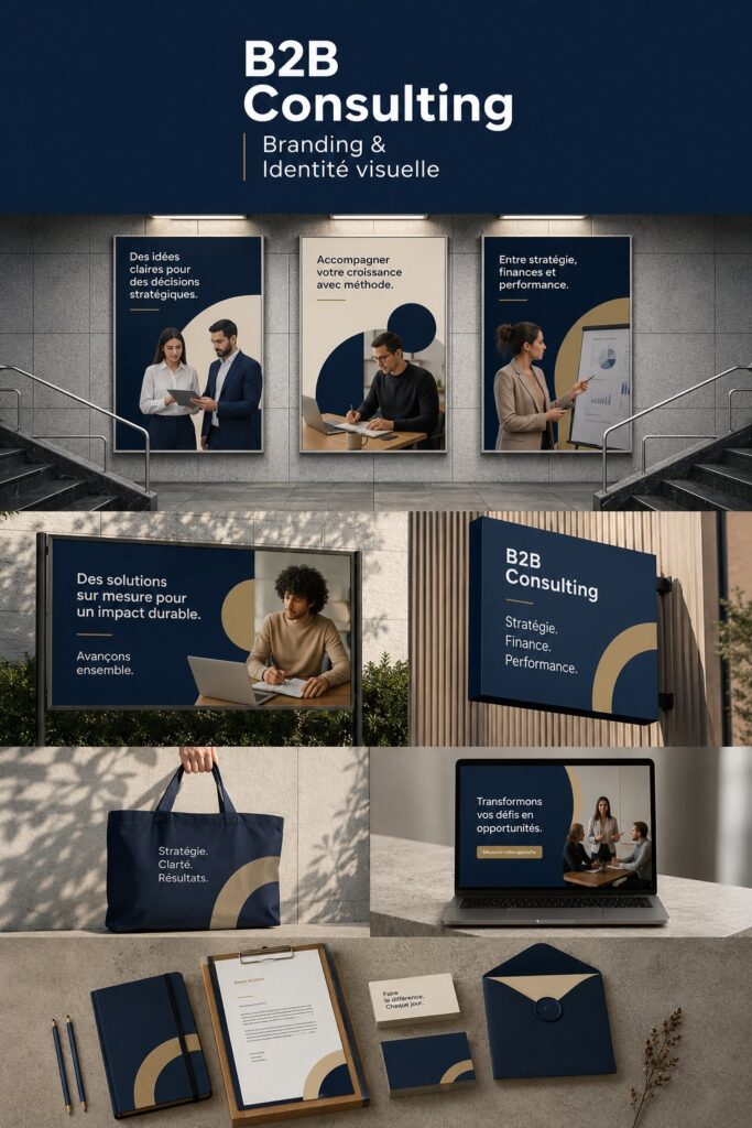 Une femme créative travaillant sur l'identité visuelle de son entreprise B2B avec un logo bien conçu.