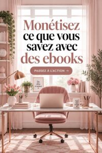 Une femme souriante tenant un ebook représentant la monétisation des connaissances.