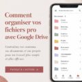 Illustration d'un écran d'ordinateur avec Google Drive affiché, montrant des fichiers organisés