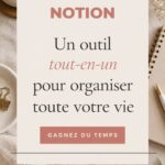 Interface de Notion montrant un tableau de bord organisé pour la gestion du temps et des projets.