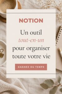 Interface de Notion montrant un tableau de bord organisé pour la gestion du temps et des projets.