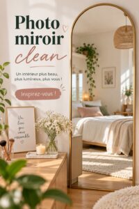 Une femme prenant une photo miroir dans un jardin avec un éclairage naturel.
