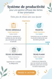 Un carnet et un ordinateur portable sur un bureau bien organisé, symbolisant un système de productivité efficace.