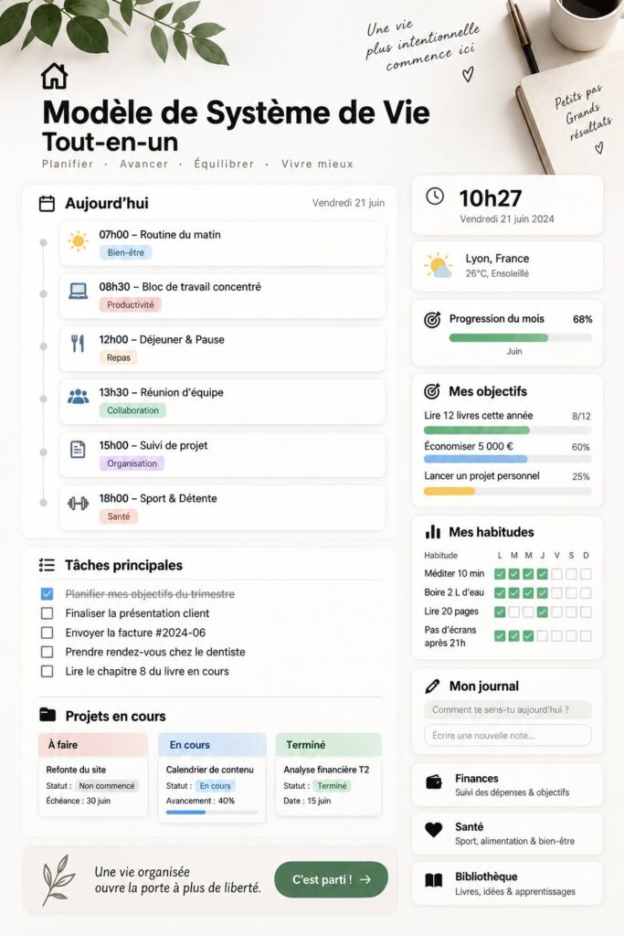 Personne utilisant un tableau de bord Notion sur son ordinateur pour organiser ses tâches.