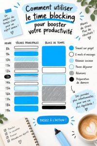 Femme utilisant la méthode de time blocking pour organiser sa journée