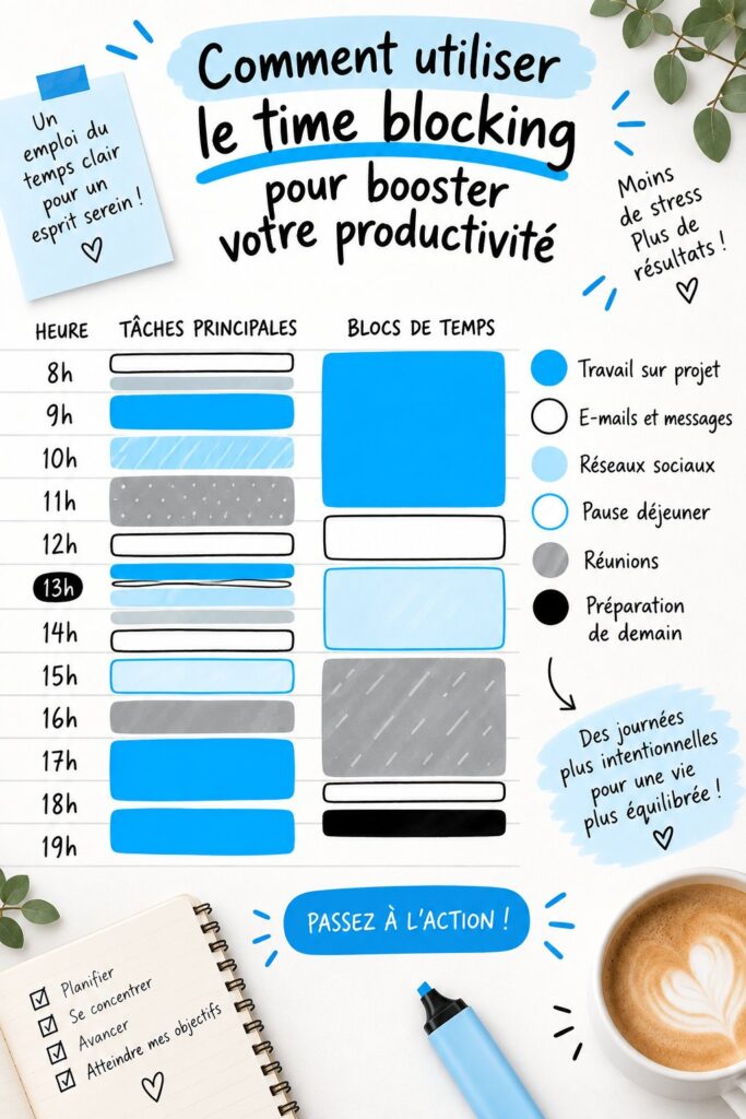 Femme utilisant la méthode de time blocking pour organiser sa journée