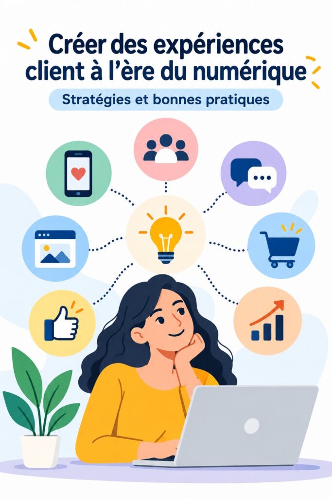 Une femme souriante utilisant une tablette pour interagir avec des clients en ligne, représentant la transformation numérique de l'expérience client.