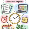 Femme souriante utilisant une application de gestion du temps pour augmenter sa productivité