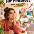 Une femme souriante utilisant Pinterest pour booster sa visibilité en ligne.