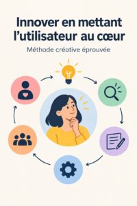 Illustration du Design Thinking avec des utilisateurs collaborant sur des projets