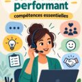 Agent de service client souriant au téléphone, offrant une aide efficace