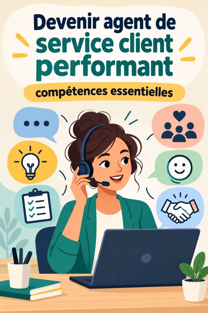 Agent de service client souriant au téléphone, offrant une aide efficace
