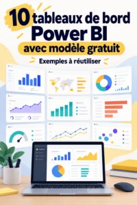 Tableau de bord Power BI avec des graphiques colorés et des données claires.