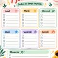 Une personne avec un planning hebdomadaire organisé, symbole d'une bonne gestion du temps