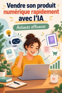 Femme d'affaires utilisant un outil d'IA pour vendre des produits numériques