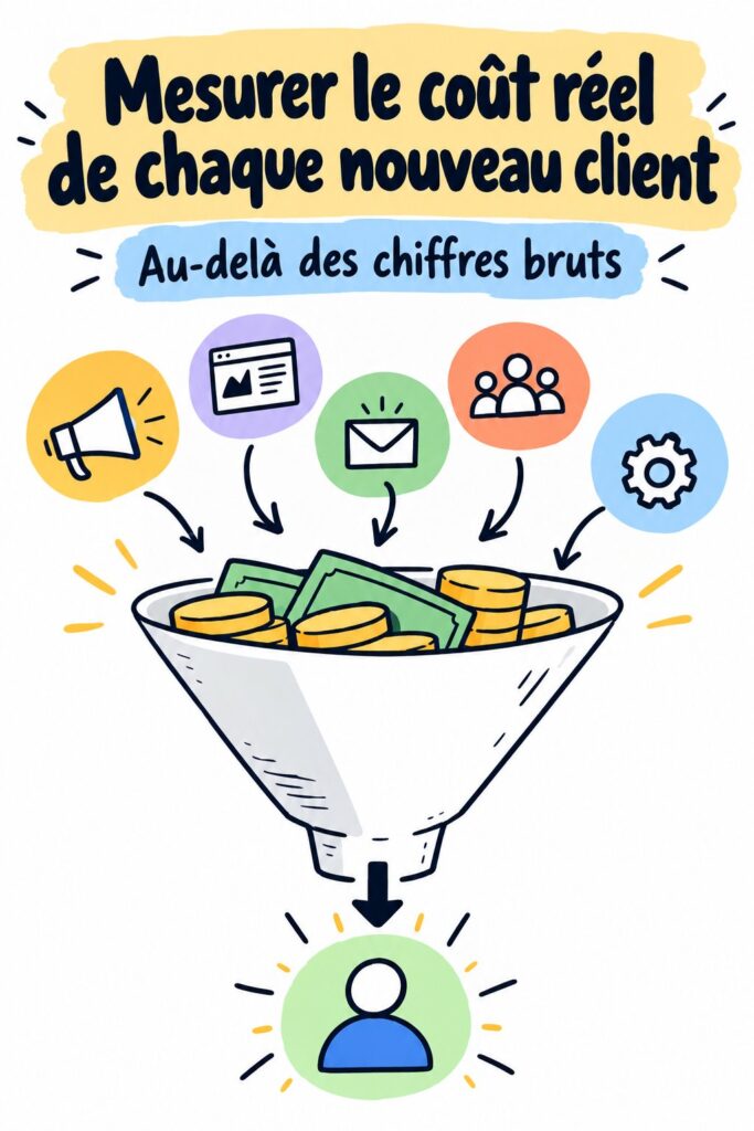 Femme utilisant des outils pour calculer le coût d'acquisition de ses clients