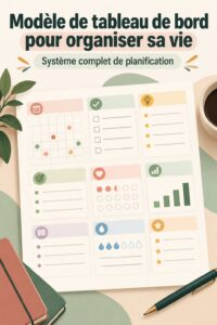 Capture d'écran d'un tableau de bord Notion bien organisé pour la gestion de la vie quotidienne.