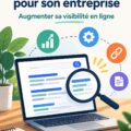 Femme utilisant un ordinateur portable pour travailler sur le SEO de son entreprise
