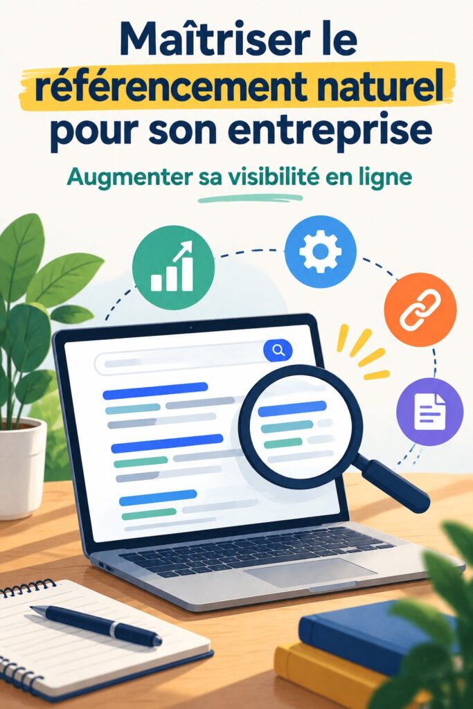 Femme utilisant un ordinateur portable pour travailler sur le SEO de son entreprise