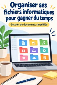 Système d'organisation de fichiers sur un bureau avec des dossiers bien rangés.